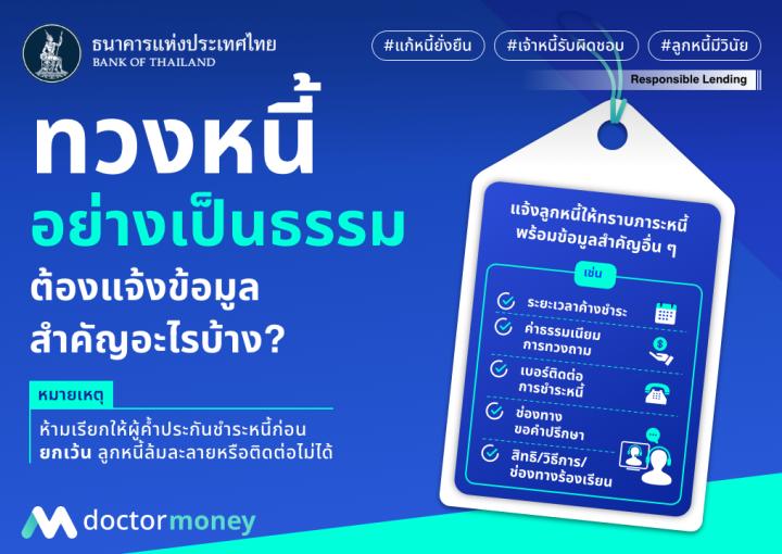 ด๊อกเตอร์มันนี่ บทความ ทวงหนี้อย่างเป็นธรรม ต้องแจ้งข้อมูลสำคัญอะไรบ้าง