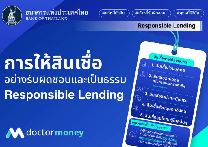 ด๊อกเตอร์มันนี่ บทความ มาตรการหนี้ การให้สินเชื่ออย่างรับผิดชอบและเป็นธรรม (Responsible Lending)